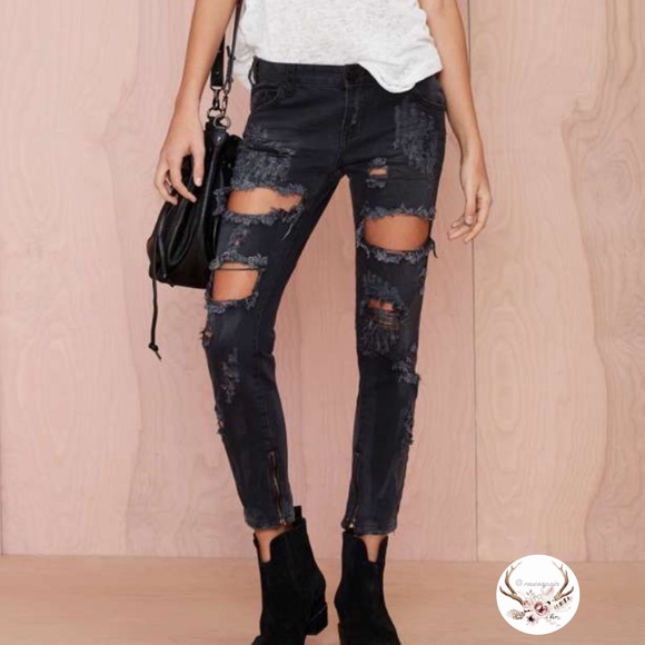 One Teaspoon Trashed Free Birds Distressed Jeans - Picture 1 of 5